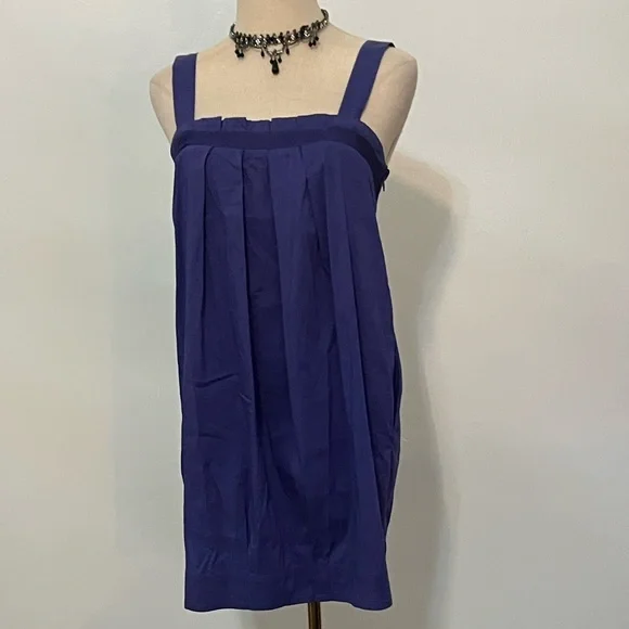 BCBGMAXAZRIA Purple Bubble-Hem Pleated Babydoll Mini Dress, Adj. Straps Size S - Picture 2 of 8